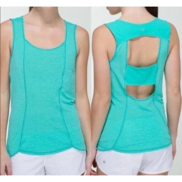 Lululemon Open Back Tank in Sea Foam Green  - Size 6 - Picture 1 of 3